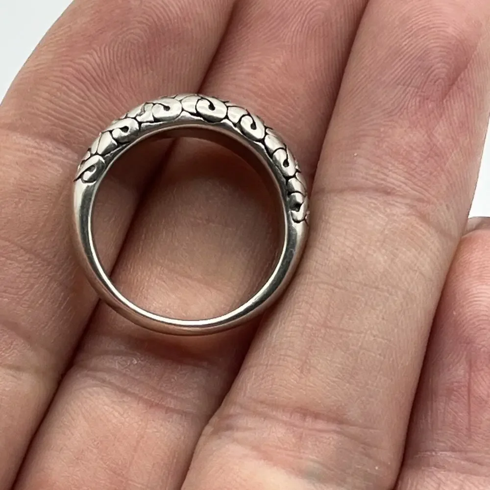 Korean hanbok Karakusa patterns Ornate Foliate Sterling Silver Ring 925 Sz 7.5